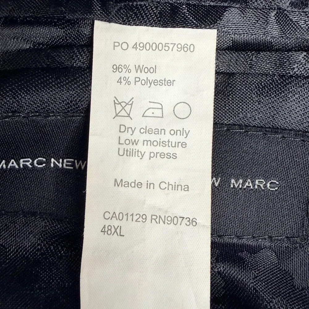 Marc New York Andrew Marc Mens 48XL Wool Sport Coat Blazer Plaid Leather Trim